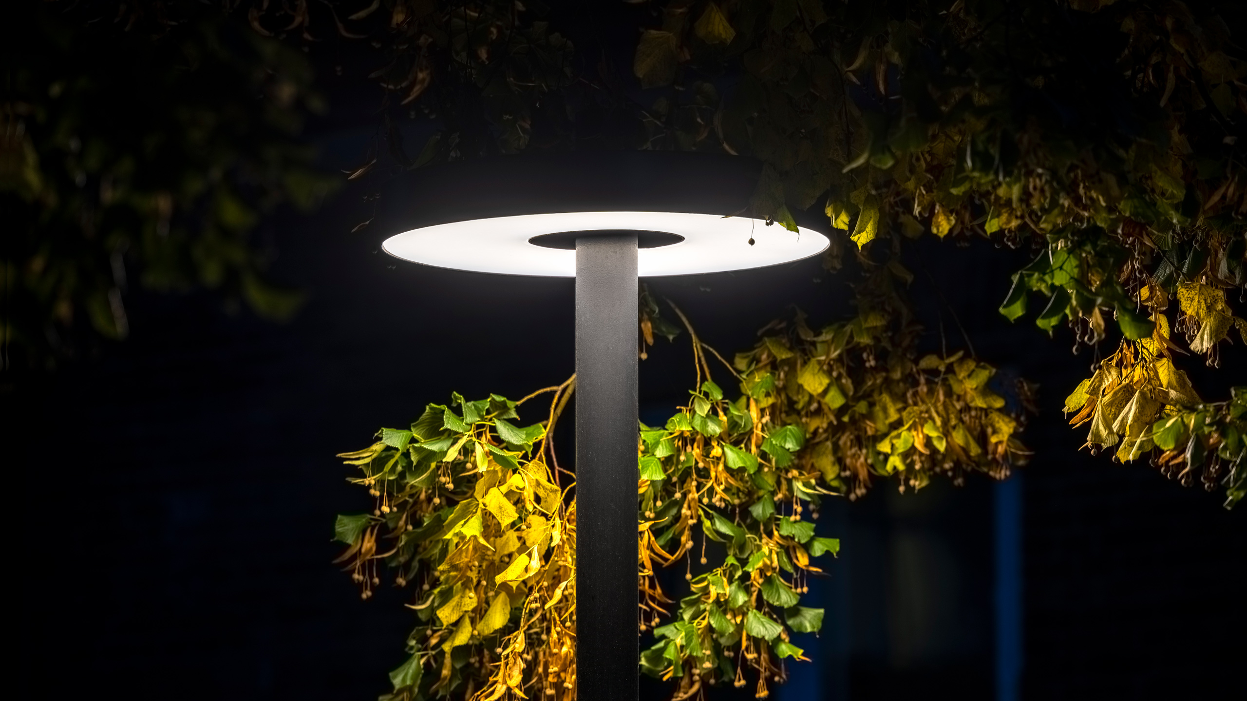 Parklampen SOMBRERO lyser grene op i mørke